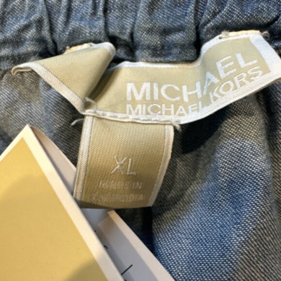 NEW Michael Kors Jumpsuit Size XL Blue Chambray Denim Wide Leg MSRP $179 NWT! - Picture 15 of 16